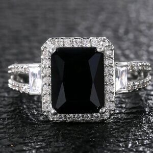 Rectangle Gemstone Radiant Cut CZ Fashion Ring
